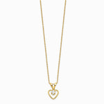 14K Yellow Gold 3mm White Zircon Heart Birthstone Necklace - Product Photo