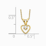 14K Yellow Gold 3mm White Zircon Heart Birthstone Necklace - Product Photo