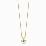 14K Yellow Gold 3mm Emerald Heart Birthstone Necklace - Product Photo