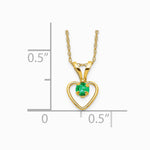 14K Yellow Gold 3mm Emerald Heart Birthstone Necklace - Product Photo