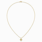 14K Yellow Gold 3mm Peridot Heart Birthstone Necklace - Product Photo