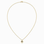 14K Yellow Gold 3mm Sapphire Heart Birthstone Necklace - Product Photo