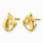 14K Yellow Gold Horse Head Earrings - Product Photo