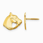 14K Yellow Gold Horse Head Earrings - Product Photo