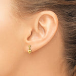 14K Yellow Gold Puffed Heart Post Dangle Earrings - Product Photo