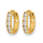14K Yellow Gold CZ Hinged Hoop Earrings - Product Photo