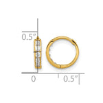 14K Yellow Gold CZ Hinged Hoop Earrings - Product Photo