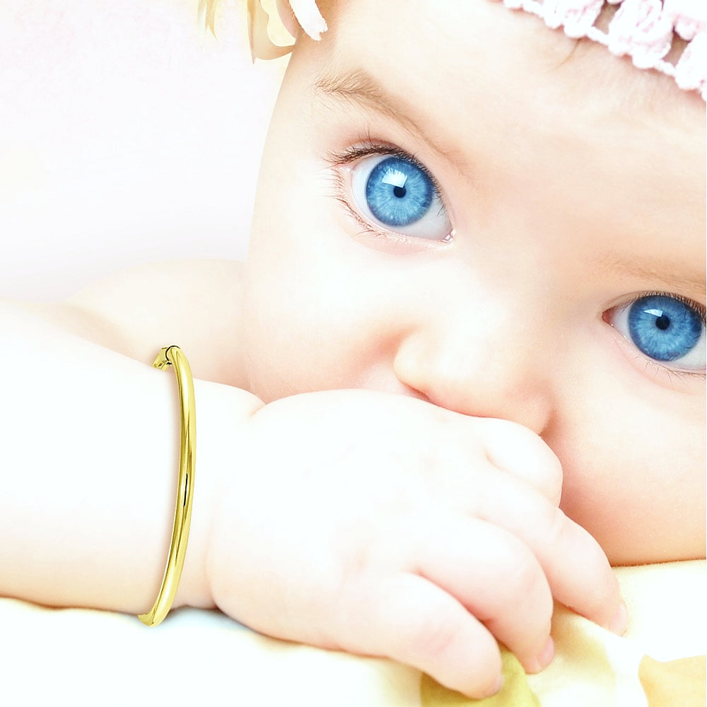 14K Yellow Gold 2.5mm Slip-on Baby Bangle - Product Photo