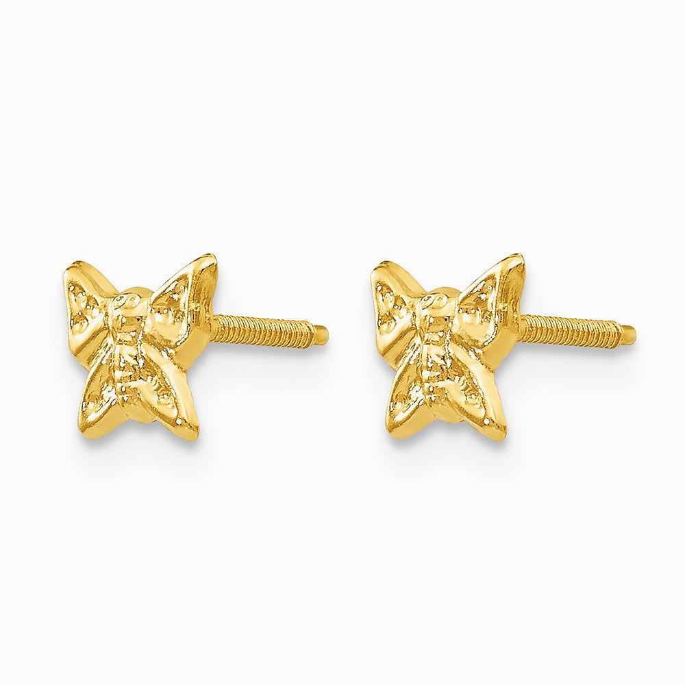 14K Yellow Gold Butterfly Screwback Earrings - Product Photo