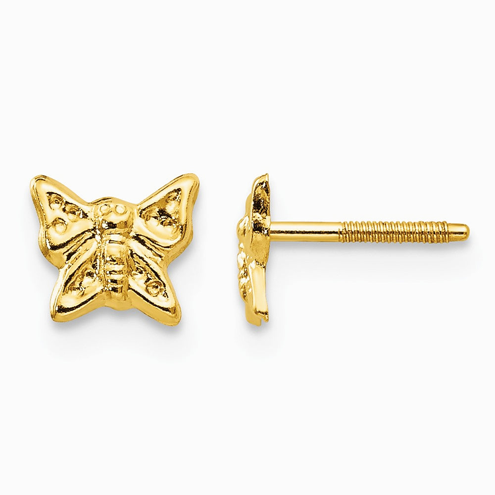 14K Yellow Gold Butterfly Screwback Earrings