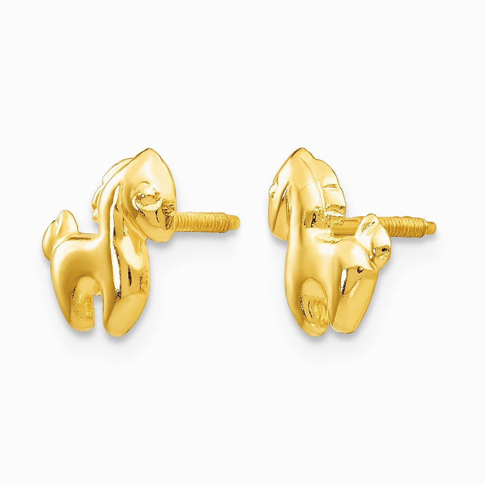 14K Yellow Gold Pony Screwback Earrings - Product Photo