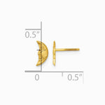 14K Yellow Gold Moon w/ face Post Earrings - Product Photo