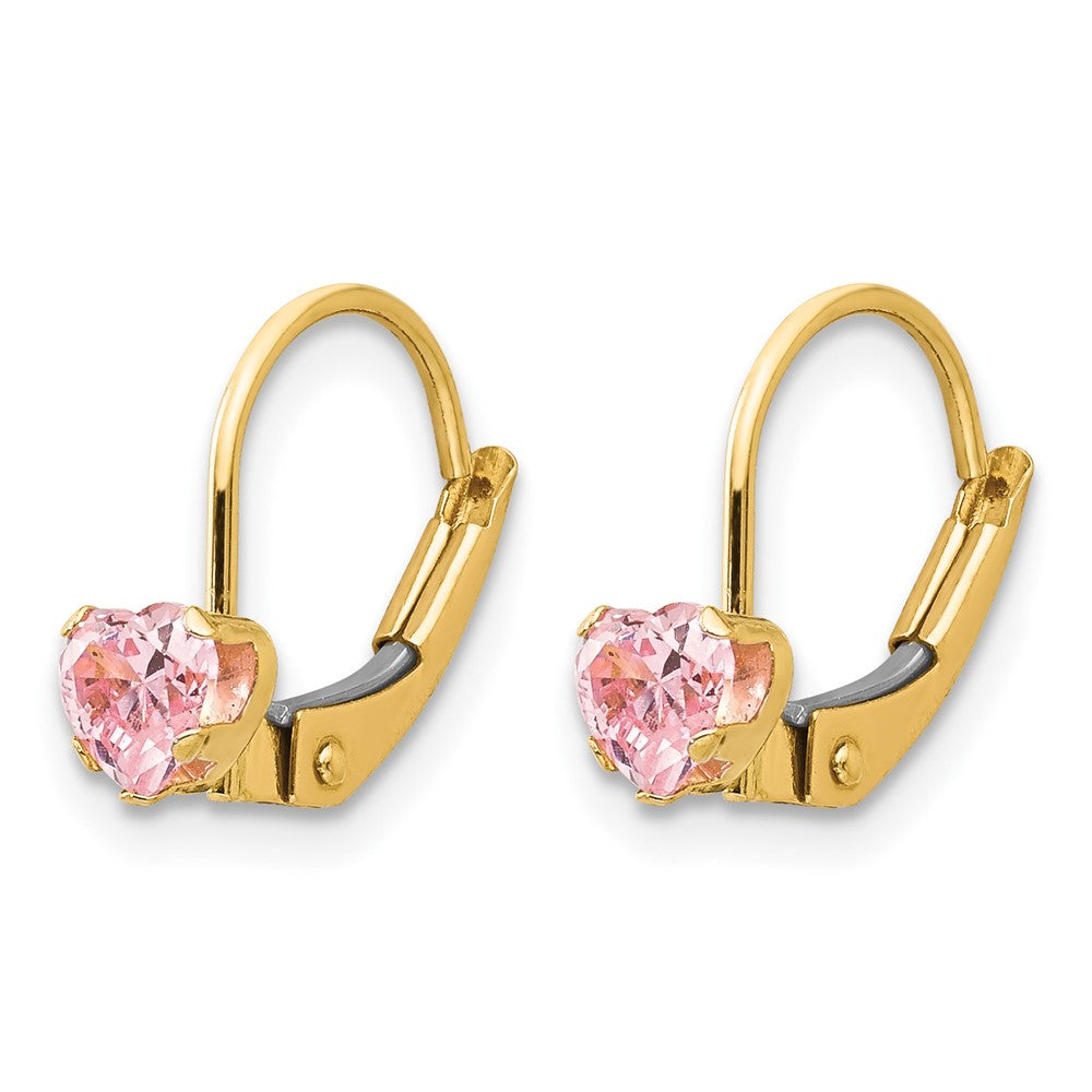 14k Madi K Leverback 4mm Pink CZ Earrings - Product Photo