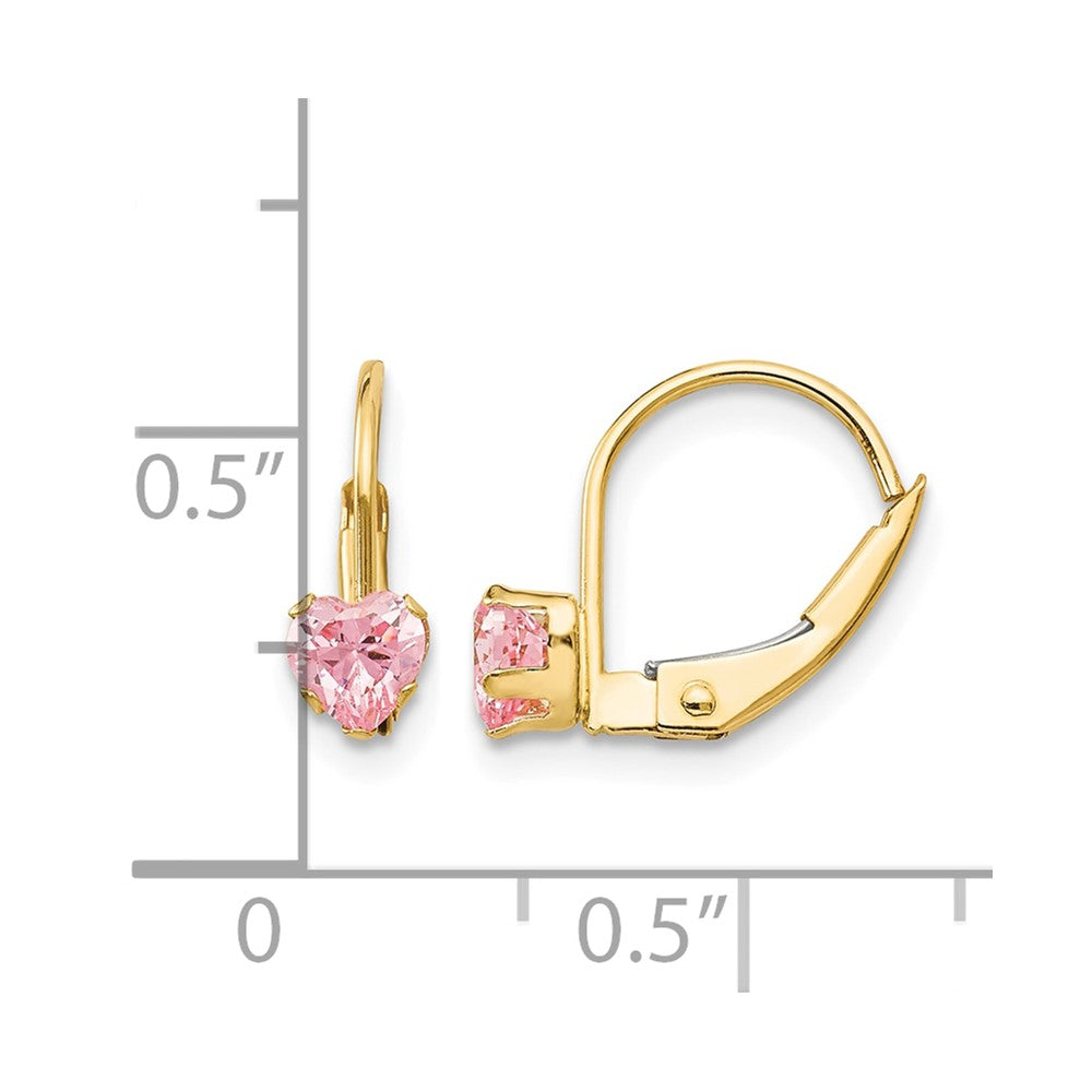 14k Madi K Leverback 4mm Pink CZ Earrings - Product Photo