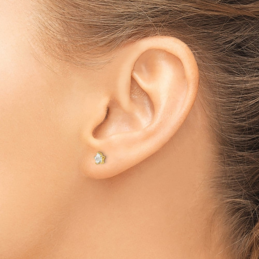 14K Yellow Gold Madi K CZ 4mm Star Post Earrings - Product Photo