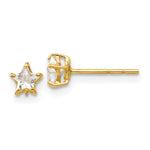 14K Yellow Gold Madi K CZ 4mm Star Post Earrings - Product Photo
