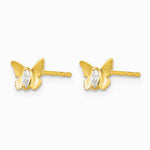 14K Yellow Gold CZ Butterfly Baby Post Earrings - Product Photo