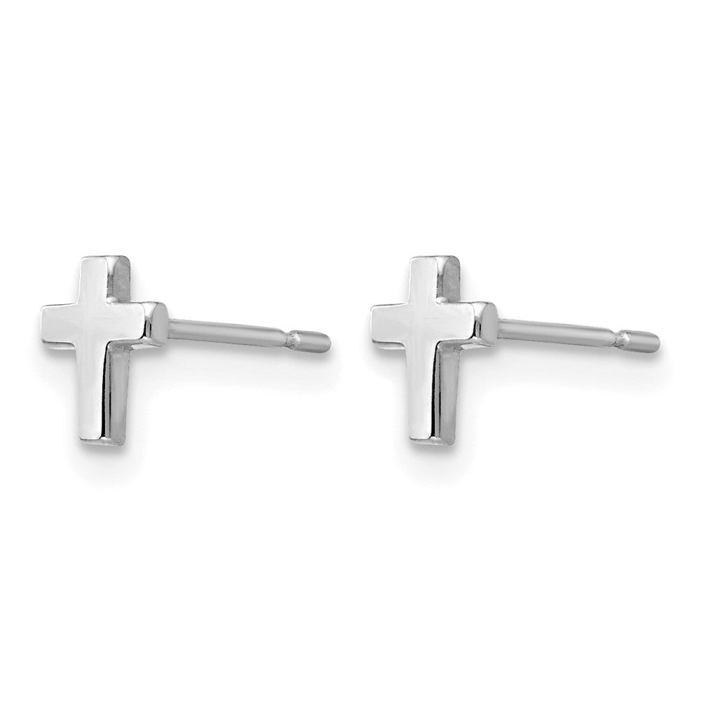 14k White Gold Madi K Children's Cross Post Earrings - Product Photo