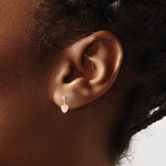 14k Madi K CZ and Pink Cat's Eye Heart Dangle Post Earrings - Product Photo