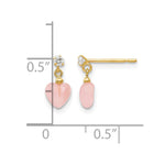 14k Madi K CZ and Pink Cat's Eye Heart Dangle Post Earrings - Product Photo