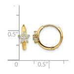 14K Yellow Gold CZ Children's Flower Hinged Hoop Earrings - Product Photo