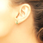 14K Yellow Gold CZ Children's Christmas Tree Dangle Post Earrings - Product Photo