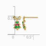 14K Yellow Gold CZ Children's Christmas Tree Dangle Post Earrings - Product Photo
