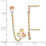 14k Madi K Two-tone CZ Double Post w/Chain Heart Earring - Product Photo