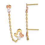 14k Madi K Two-tone CZ Double Post w/Chain Heart Earring - Product Photo
