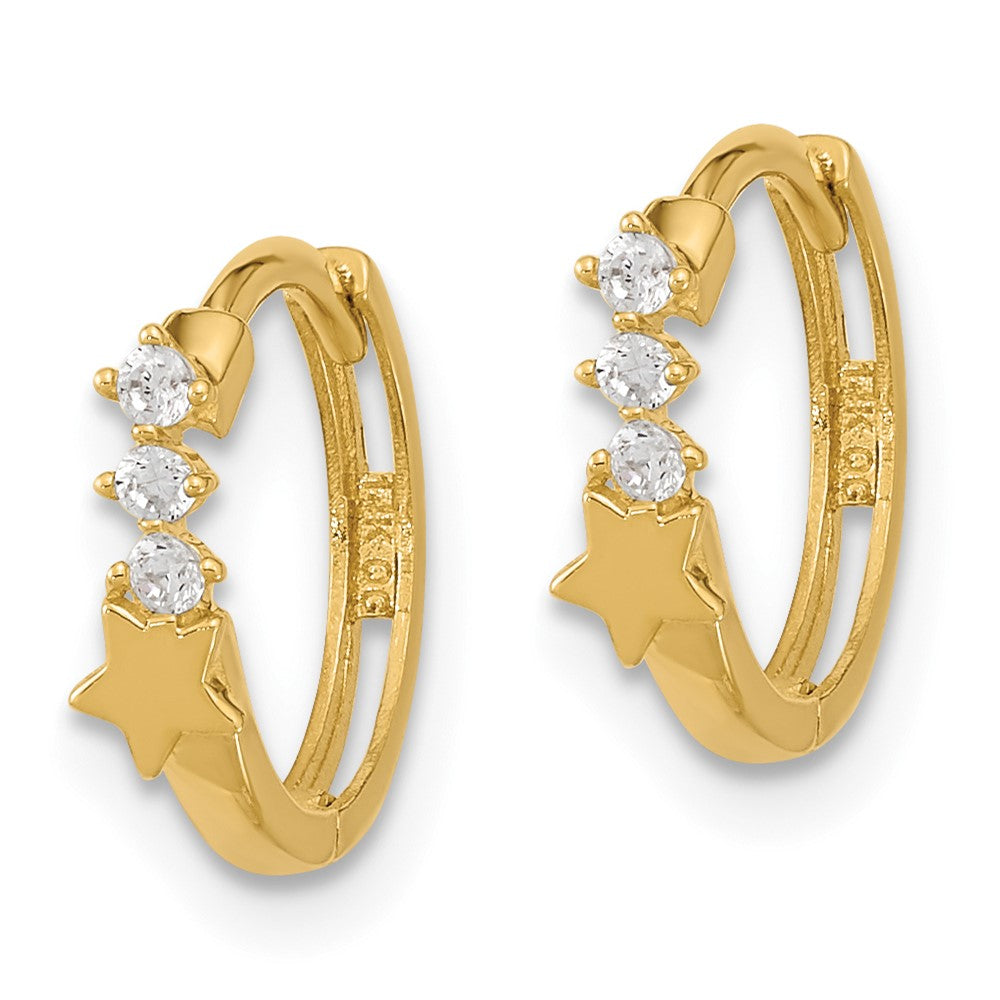 14k Madi K CZ Shooting Star Hinged Hoop Earrings - Product Photo