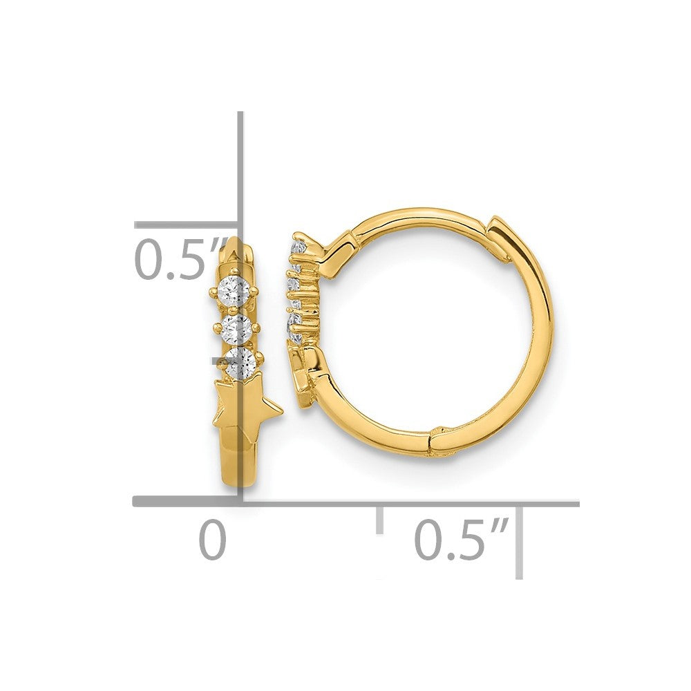 14k Madi K CZ Shooting Star Hinged Hoop Earrings - Product Photo