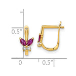 14k Madi K Polished Red and White CZ Butterfly Hoops - Product Photo