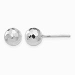 14K White Gold Polished Diamond Cut 7MM Ball Post Earrings - Product Photo