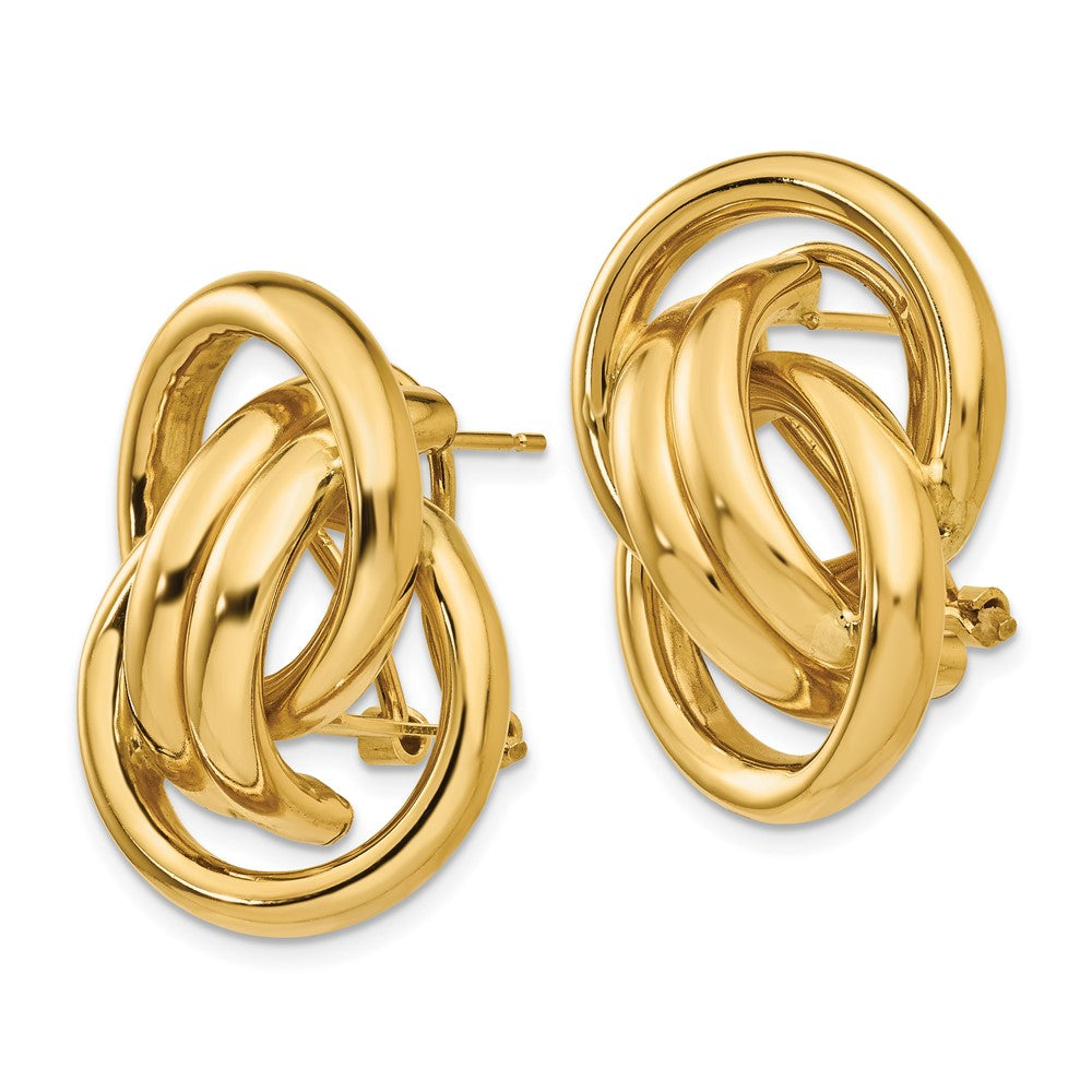 14k Polished Fancy Omega Back Post Earrings - Product Photo