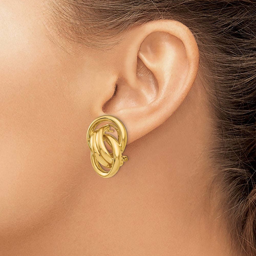 14k Polished Fancy Omega Back Post Earrings - Product Photo