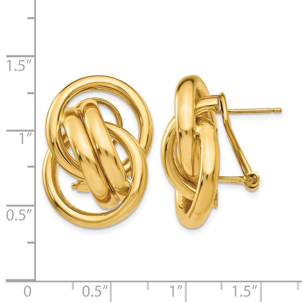 14k Polished Fancy Omega Back Post Earrings - Product Photo