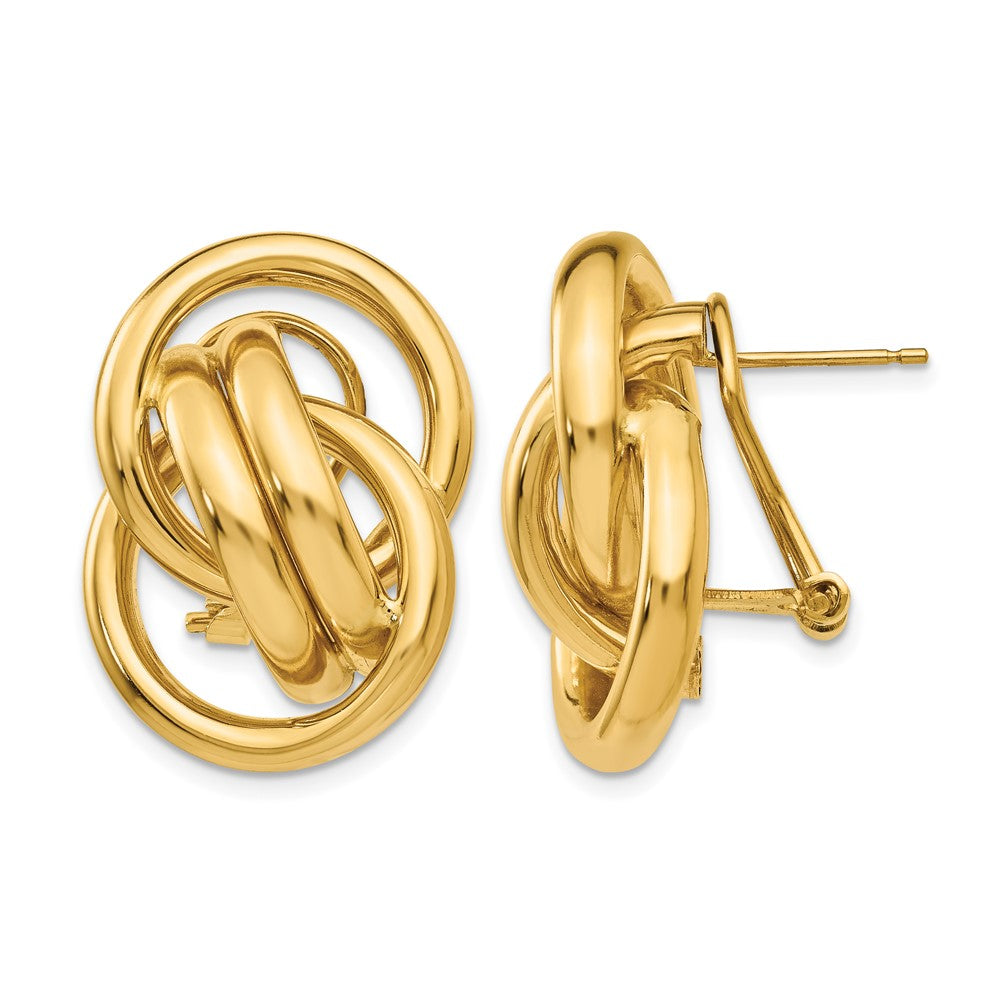 14K Yellow Gold Polished Fancy Omega Back Post Earrings
