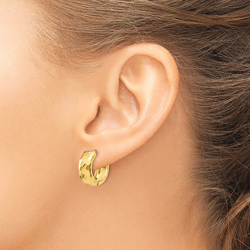 14k Faceted & Polished Hinged 6mm Hoop Earrings - Product Photo