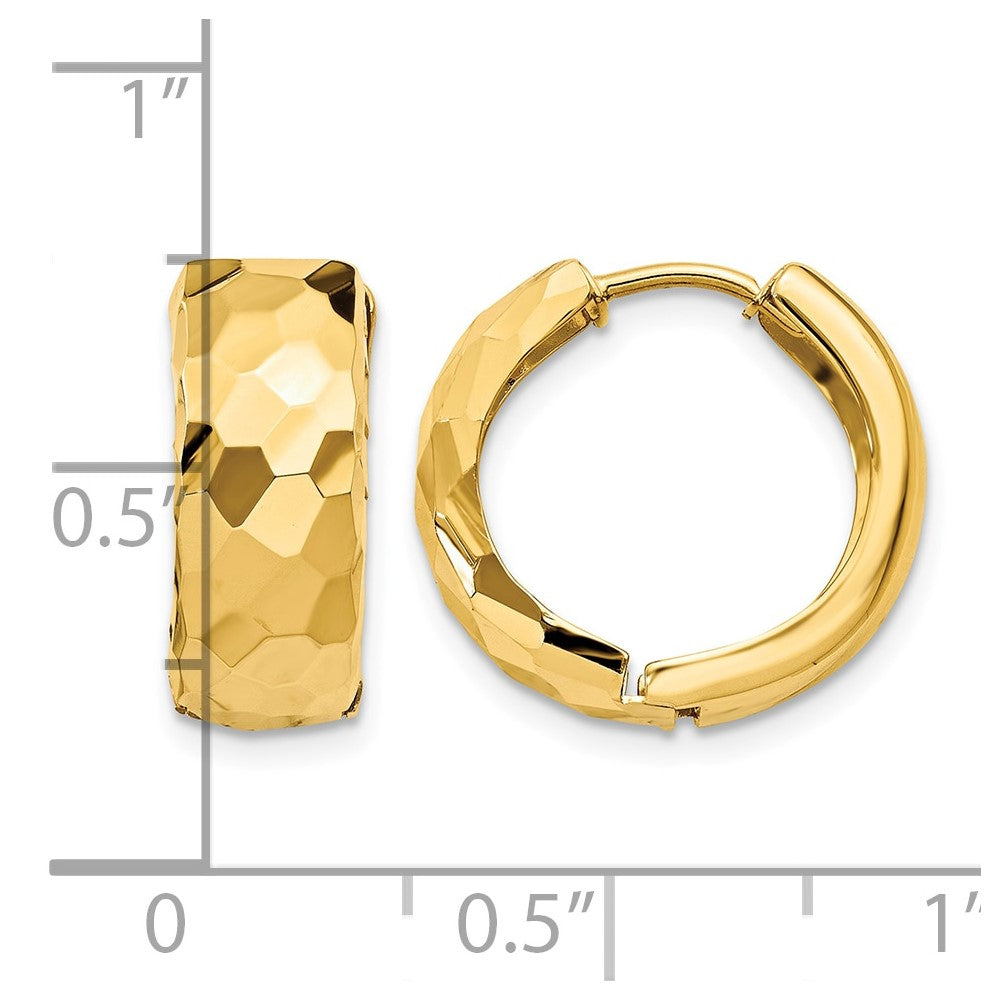 14k Faceted & Polished Hinged 6mm Hoop Earrings - Product Photo