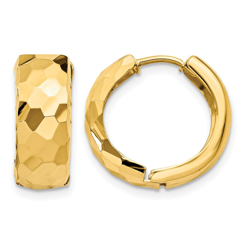14k Faceted & Polished Hinged 6mm Hoop Earrings - Product Photo