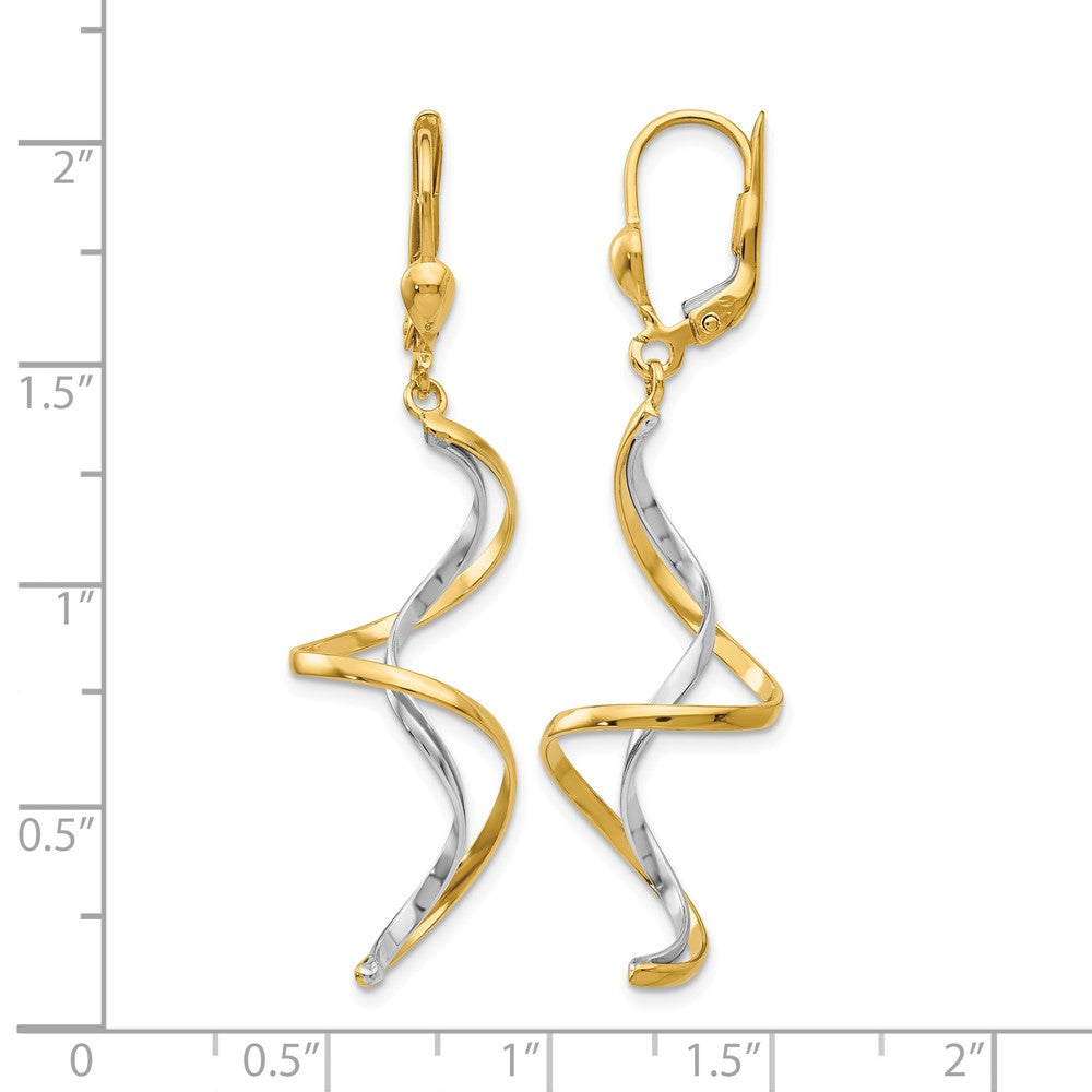 14k Two-tone Spiral Dangle Earrings - Product Photo