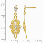 14K Yellow & Rhodium Rhodium Diamond-cut Filigree Earrings - Product Photo