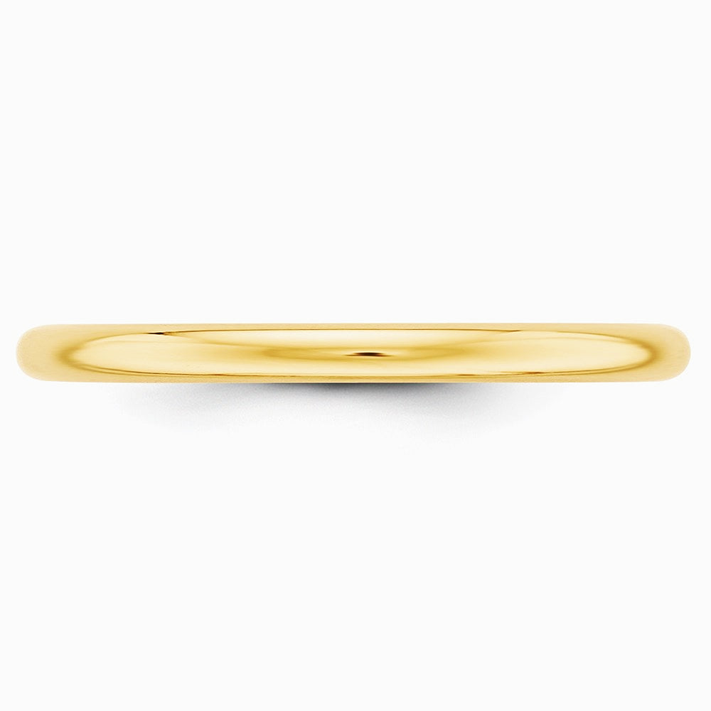 14K Yellow Gold 14KY 2mm Half Round Band Size 10 - Product Photo