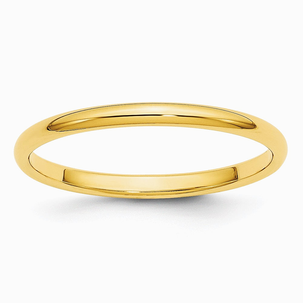 14K Yellow Gold 14KY 2mm Half Round Band Size 10 - Product Photo