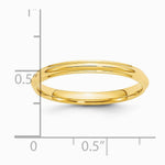 14K Yellow Gold 14KY 2.5mm Half Round with Edge Band Size 10 - Product Photo