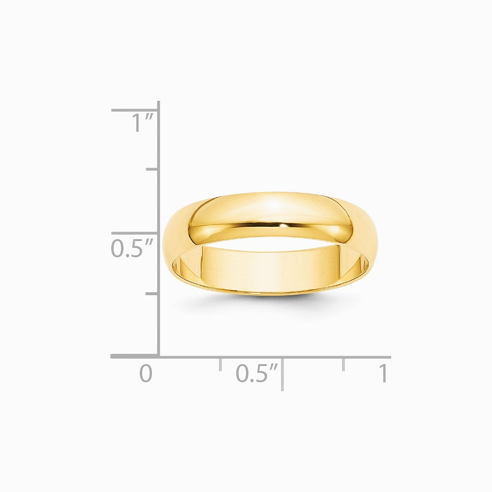 14K Yellow Gold 14KY 5mm LTW Half Round Band Size 10 - Product Photo