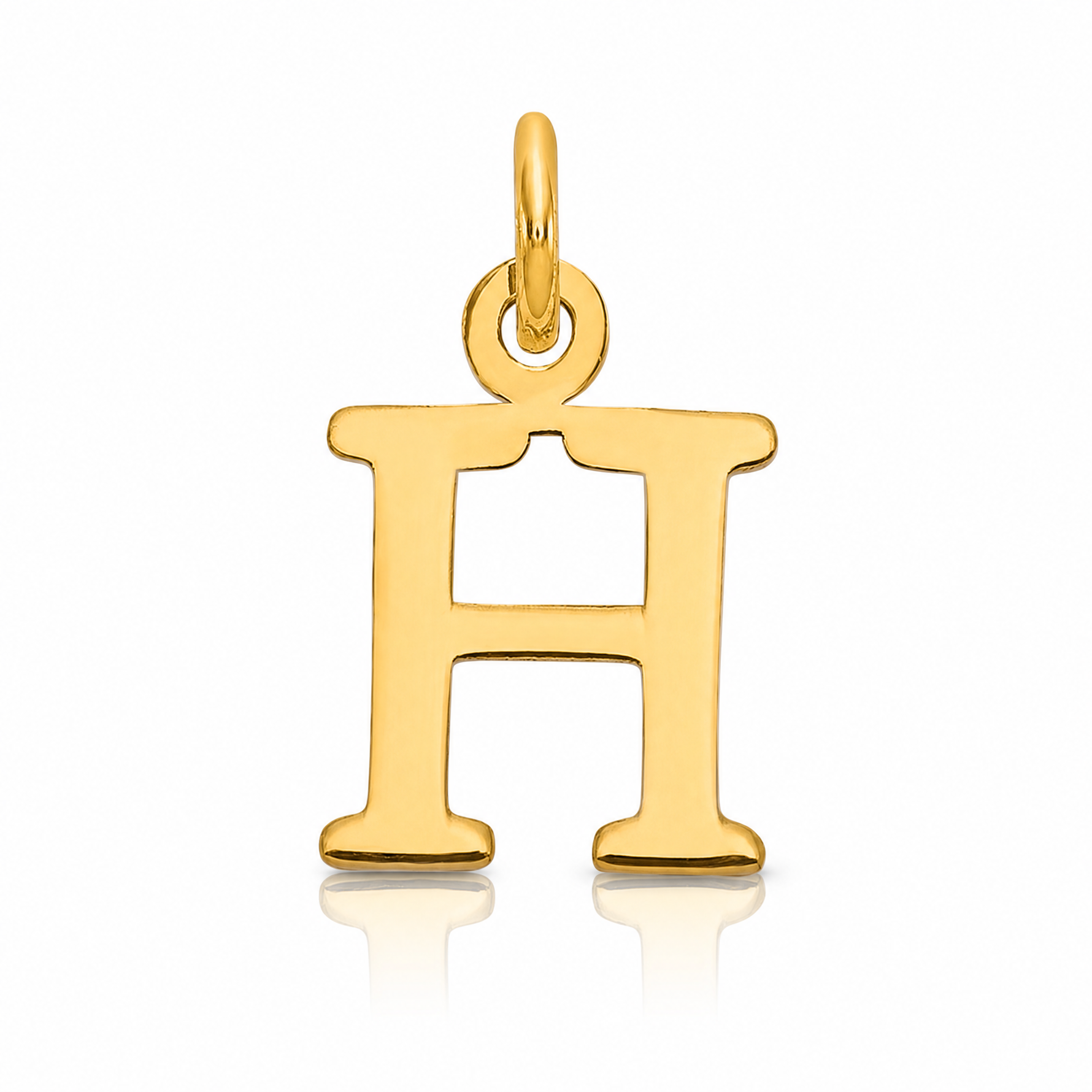 14ky Cutout Letter H Initial Pendant - Lifestyle View