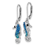 Sterling Silver Rhodium-plated Polished Crystal Seahorse Dangle Earrings - Product Photo