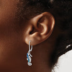 Sterling Silver Rhodium-plated Polished Crystal Seahorse Dangle Earrings - Product Photo