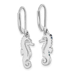 Sterling Silver Rhodium-plated Polished Crystal Seahorse Dangle Earrings - Product Photo